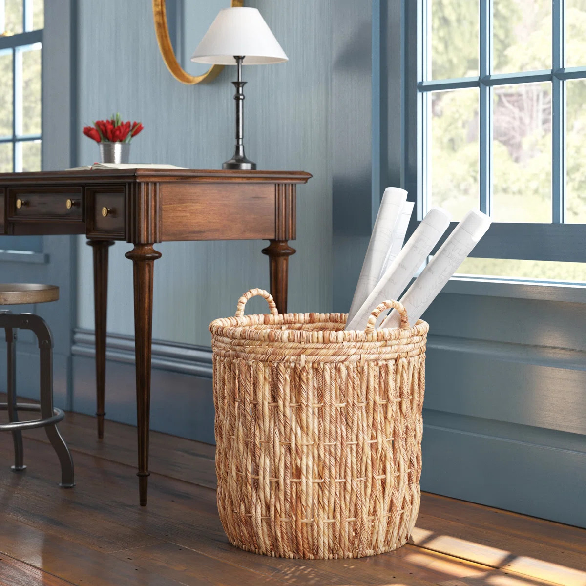 Artyom Tall Wicker Floor Basket, Woven Decorative Basket with Handles, Handmade, Great for Laundr... | Wayfair North America