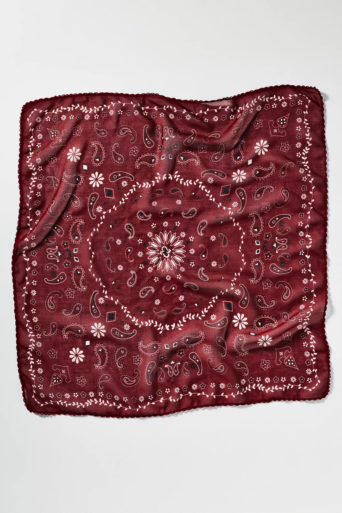 By Anthropologie 100% Cotton Lace Bandana Hair Scarves, Set of 2 | Anthropologie (US)