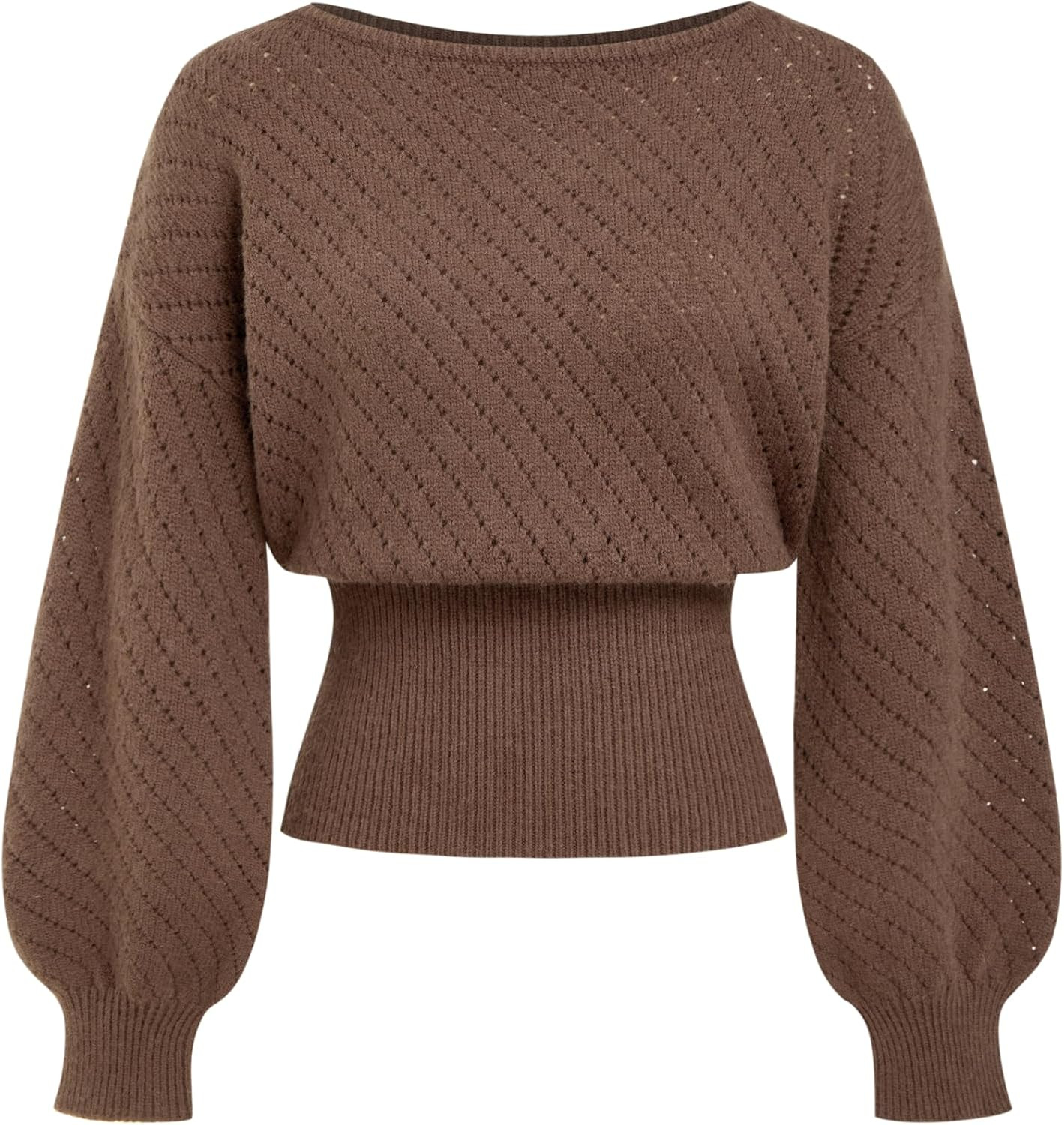 CIDER Women's One Shoulder Sweater Boat Neck Knit Sweater Knit Tops | Amazon (US)