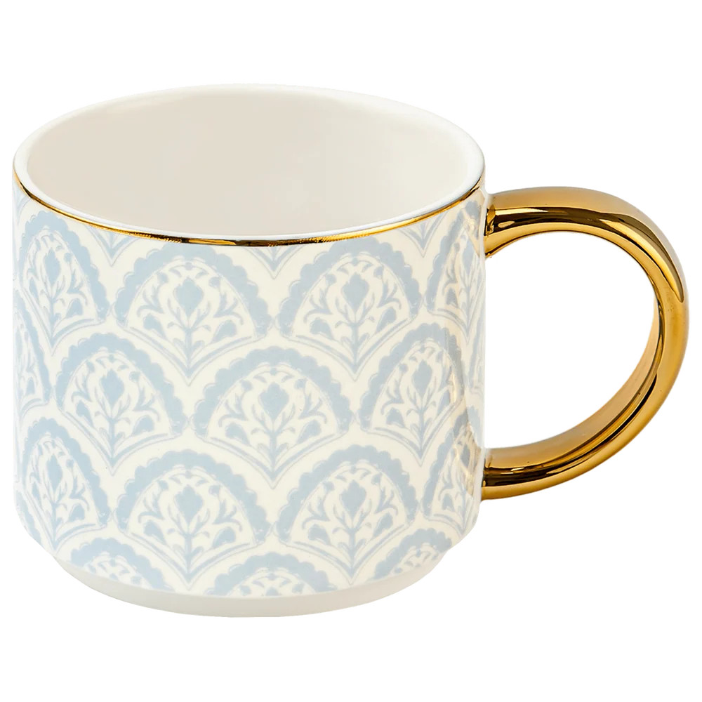 Light Blue Fan 14oz. Coffee Mug | Elegant Spring Floral Mug | Sweet Water Decor, LLC