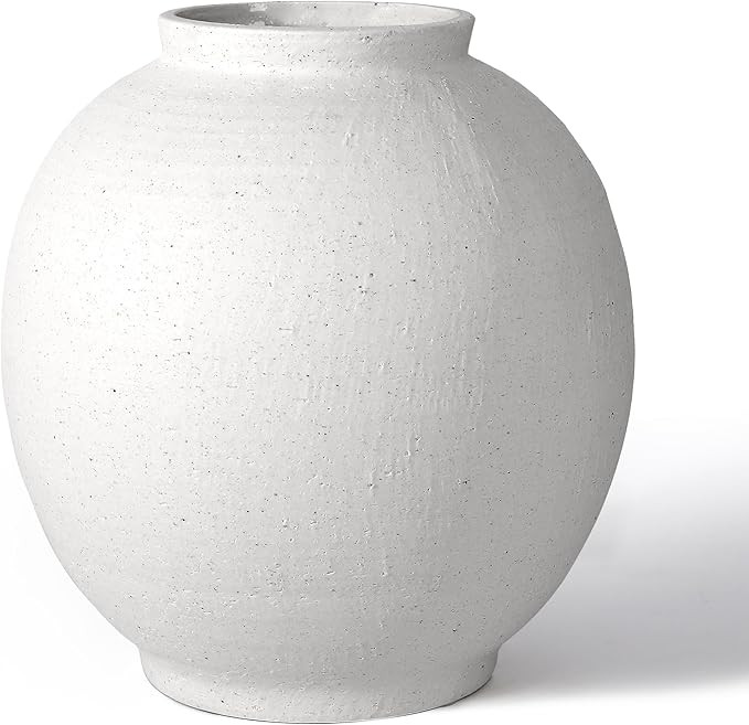 White Ceramic Large Vase - 11 Inch Round Modern Ceramic Vases,Tall Vase for Decor Living Room Tab... | Amazon (US)