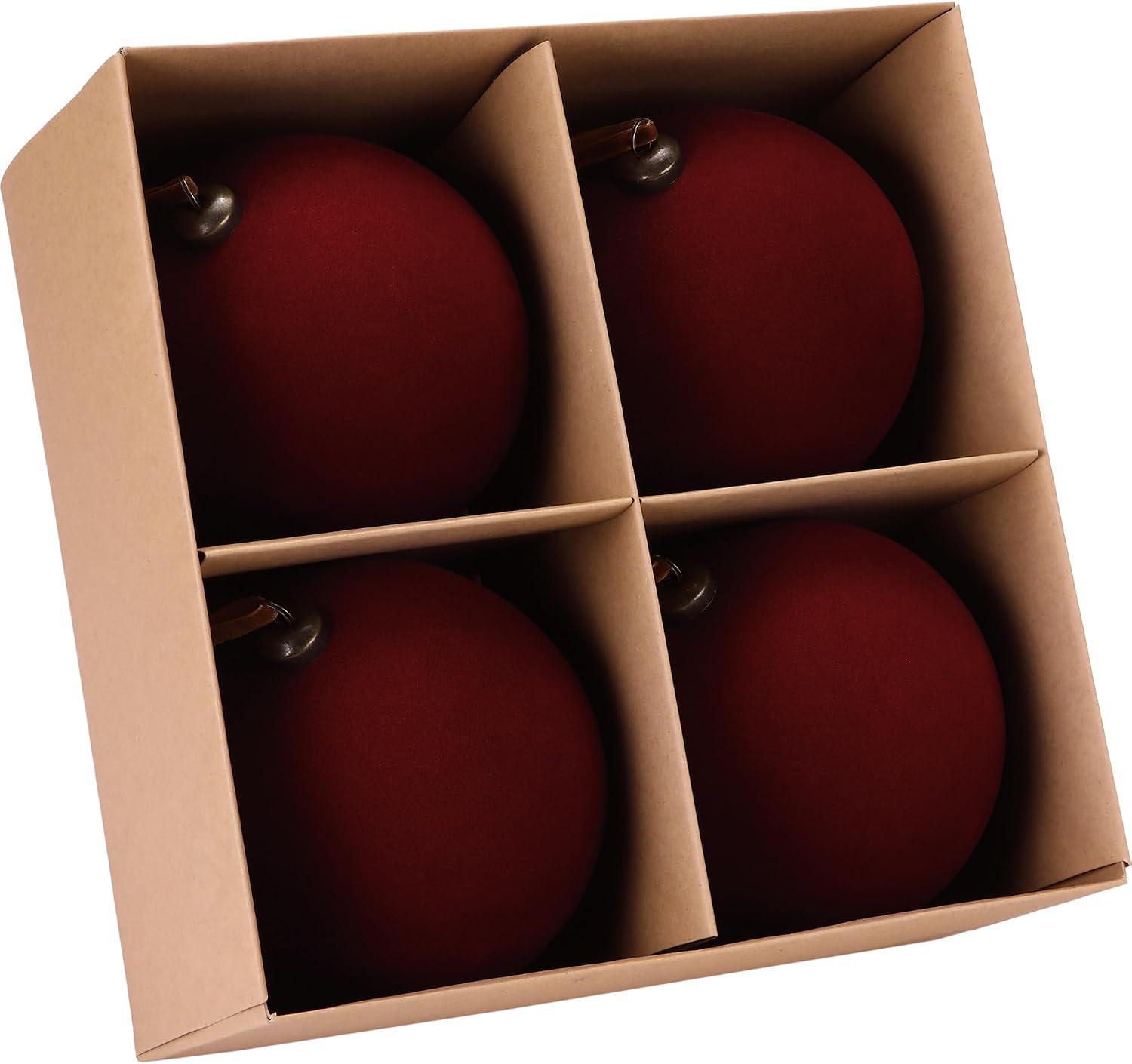Sea Team 4-Pack Flocked Velvet Christmas Ball Ornaments, Burgundy | Amazon (US)