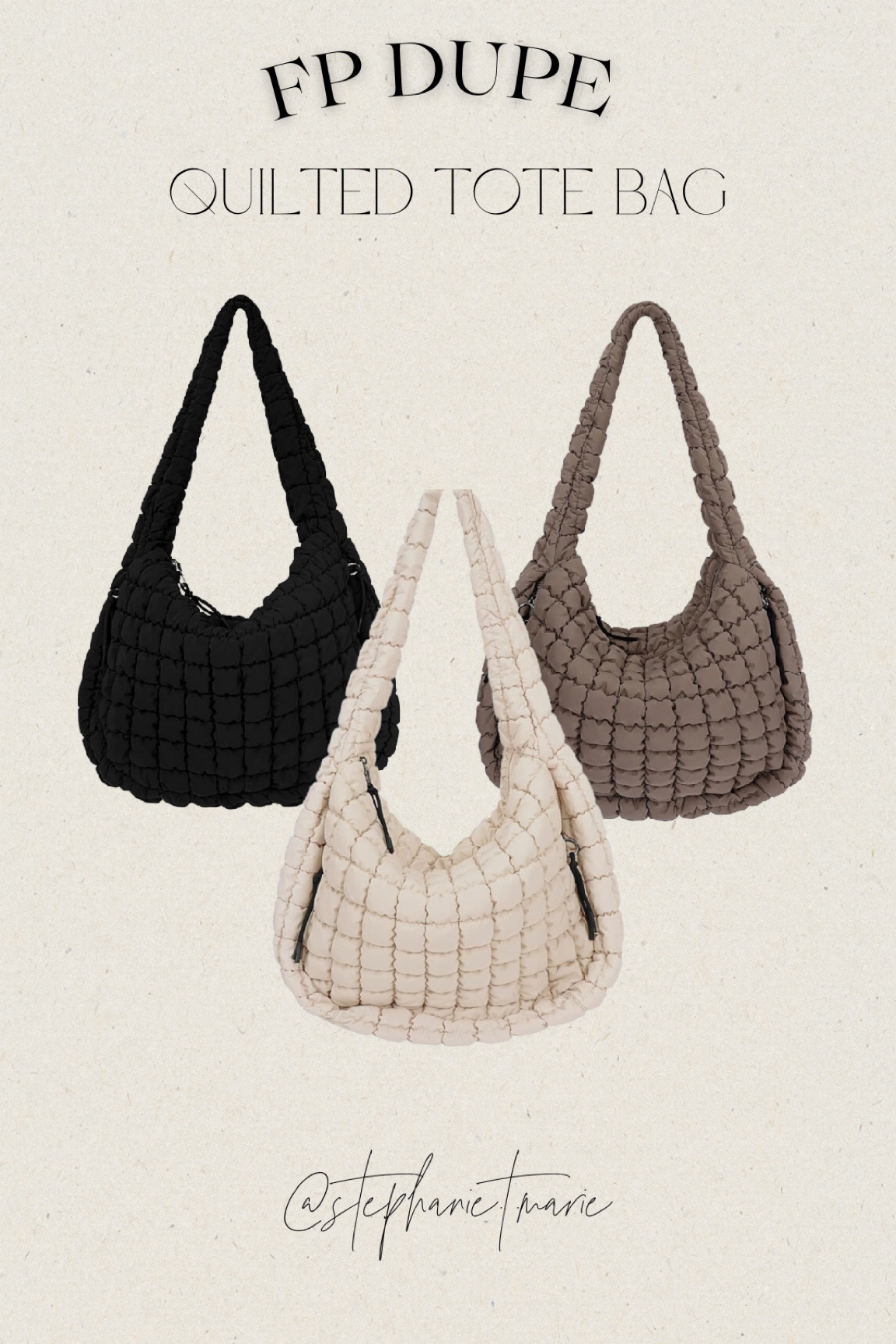 Amazon dupe for the FP quilted tote bag


#LTKfindsunder50 #LTKitbag #LTKfitness