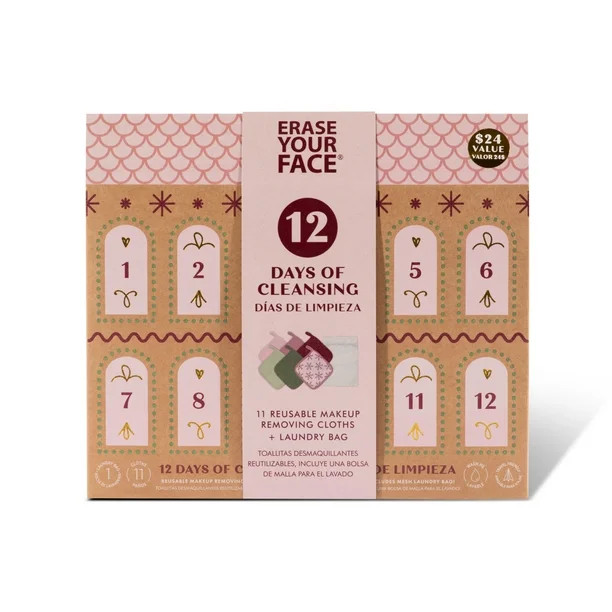 Erase Your Face 12 Days of Cleansing Reusable Makeup Removing Cloths Beauty Set - Walmart.com | Walmart (US)