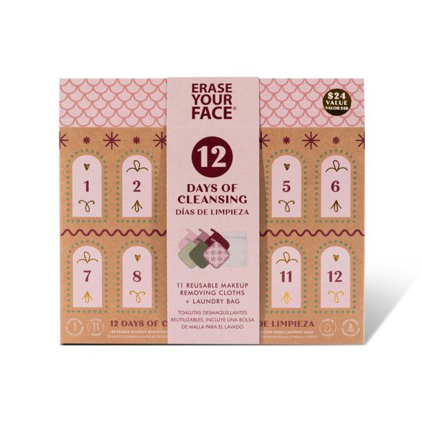 Erase Your Face 12 Days of Cleansing Reusable Makeup Removing Cloths Advent Calendar | Walmart (US)