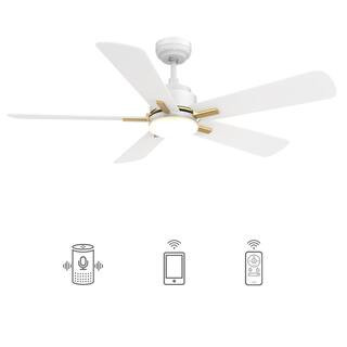 CARRO Apex 52 in. Integrated LED Indoor/Outdoor White Smart Ceiling Fan with Light and Remote, Wo... | The Home Depot