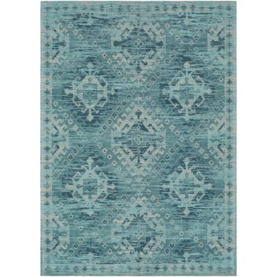 Surya  Amsterdam 8 x 10 Aqua Indoor Trellis Global Area Rug | Lowe's
