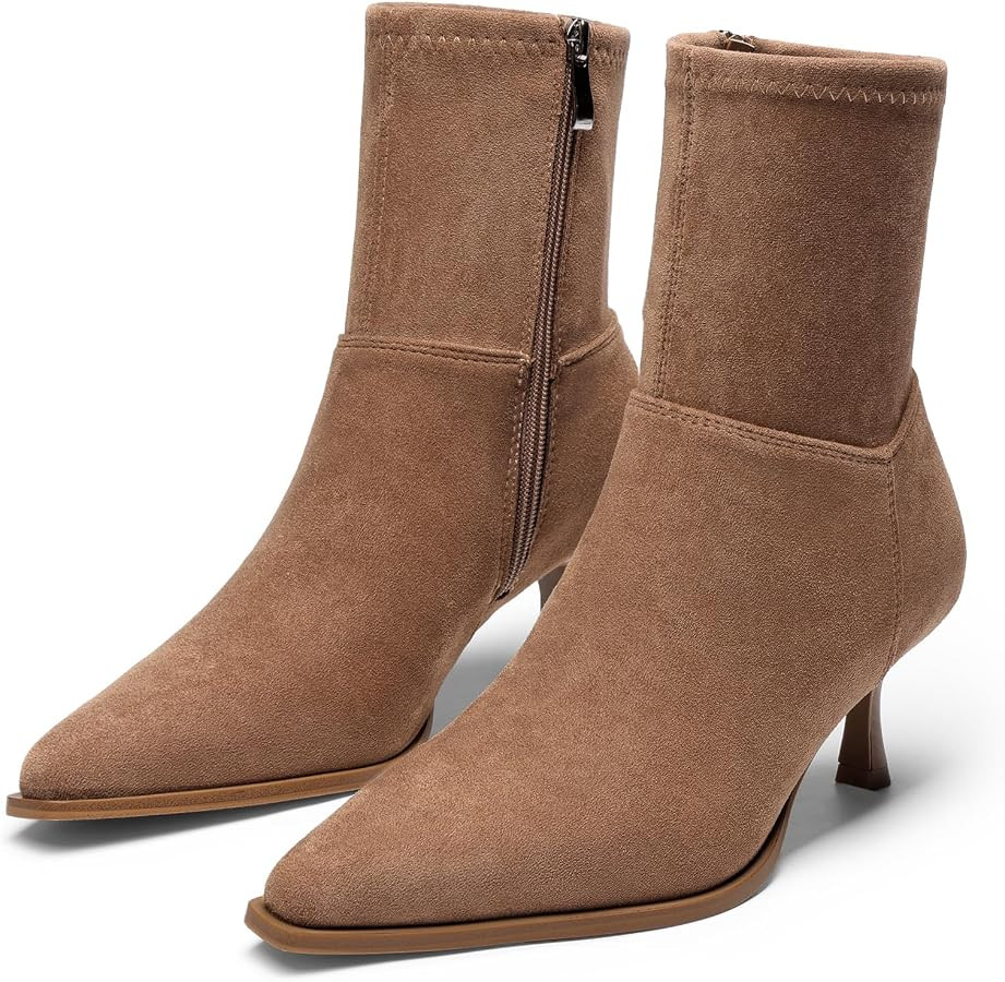 DREAM PAIRS Women's Pointed Toe Kitten Heel Ankle Boots | Amazon (US)