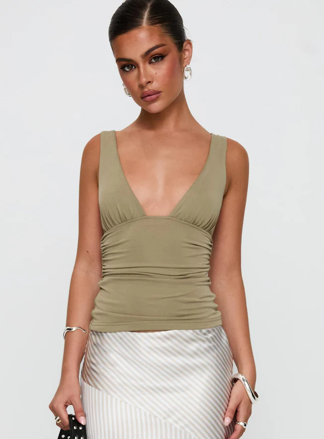 Sublime Ruched Top Green | Princess Polly US