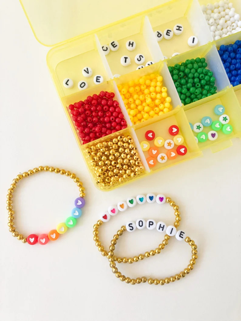 DIY stretchy bracelet craft kit, make your own stretchy bracelets, activity box craft for kids, f... | Etsy (US)