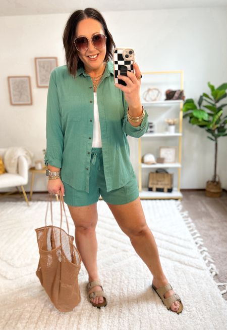 New mix and match linen sets at Target!  Large button down. XL shorts. Birkenstock look a-likes run tts. This would be the perfect vacay outfit!  

#LTKmidsize #LTKfindsunder50 #LTKSeasonal
