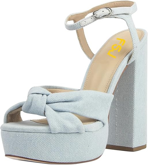 FSJ Women Platform Chunky Block High Heel Sandals Peep Toe Ankle Strap Party Evening Dress Pumps ... | Amazon (US)