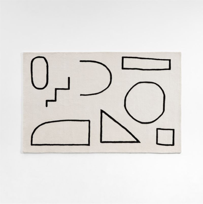 Linear Shapes Beige Geometric Kids Rug 4x6 + Reviews | Crate & Kids | Crate & Barrel