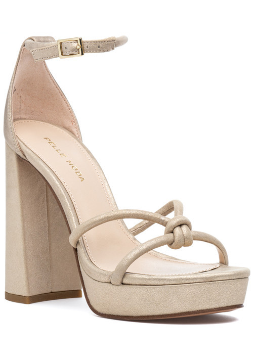 Pelle Moda Gillian Sandal Platino Gold Suede | Jildor Shoes