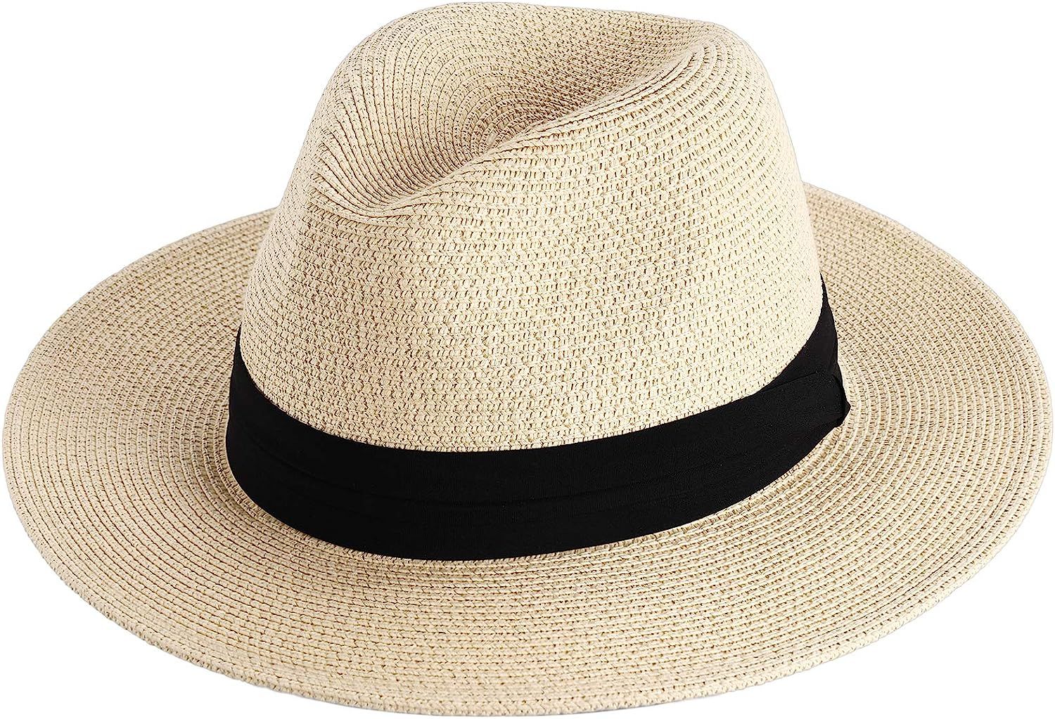 FURTALK Panama Hat Sun Hats for Women Men Wide Brim Fedora Straw Beach Hat UV UPF 50 | Amazon (US)