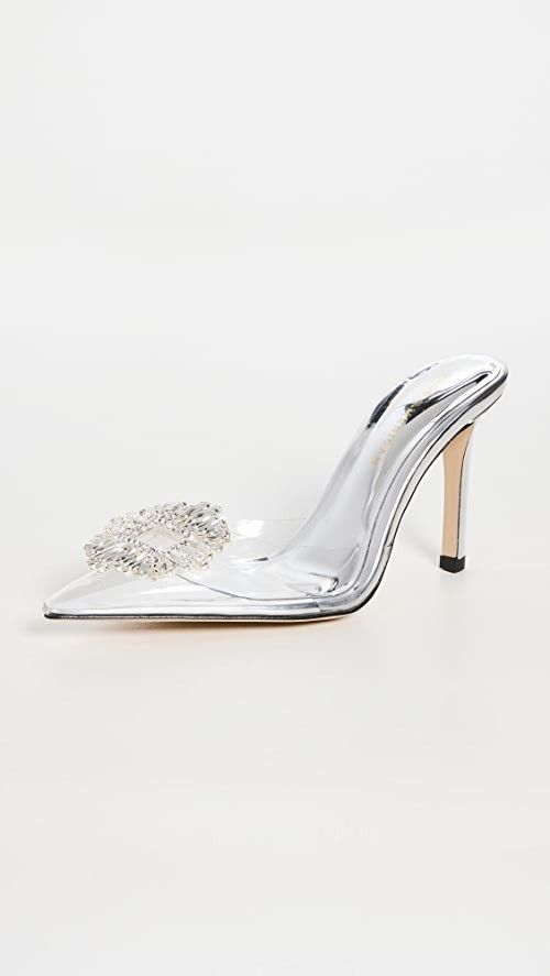 Good American Jeweled Glass Slipper Mules | Clear Heels | Clear Sandals | Clear Mules | Fall Heels | Shopbop