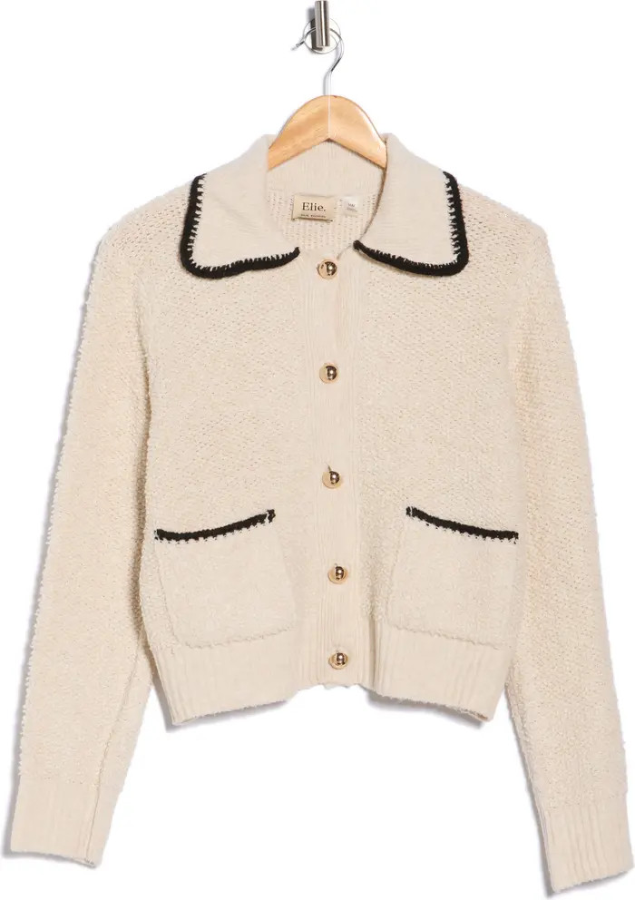 ELIE ELIE TAHARI Contrast Trim Buttoned Cardigan | Nordstromrack | Nordstrom Rack