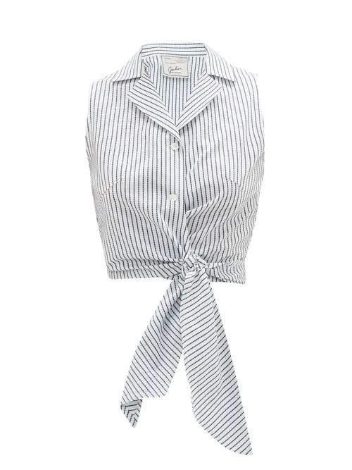 Giuliva Heritage Collection - The Elide Tie-front Striped Cotton Shirt - Womens - White Stripe | Matches (UK)