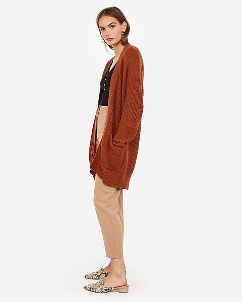 shaker knit open front cardigan | Express