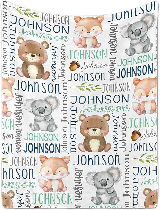 Personalized Baby Blanket- Custom Baby Blankets with Name for Boys, Personalized Baby Boy Gifts f... | Amazon (US)