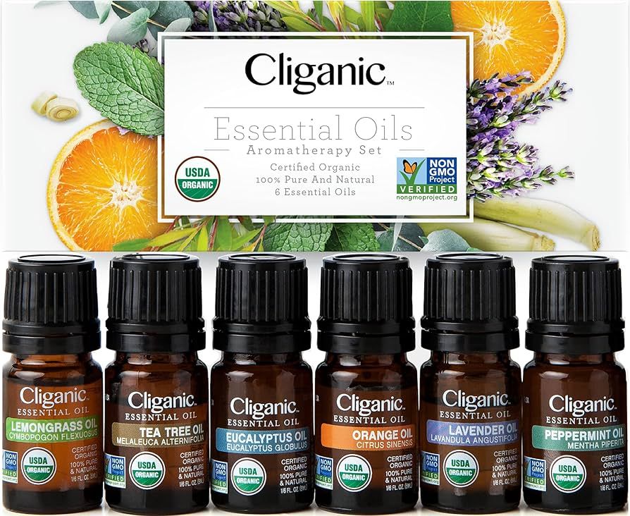 Cliganic USDA Organic Aromatherapy Essential Oils Set (Top 6), 100% Pure Natural - Peppermint, La... | Amazon (US)