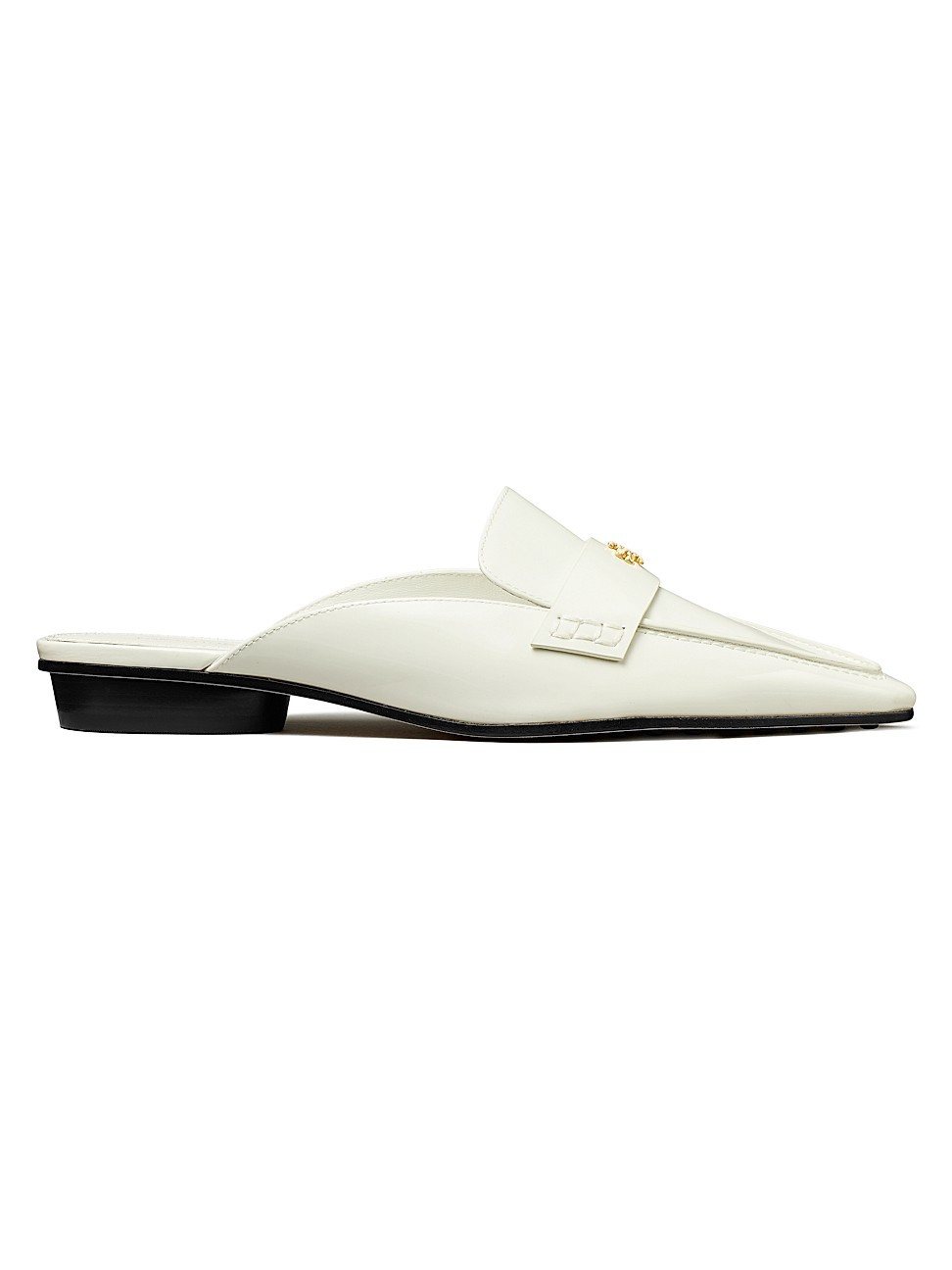 Women's Logo Pointed-Toe Leather Ballet Loafer Mules - White - Size 10.5 - White - Size 10.5 | Saks Fifth Avenue