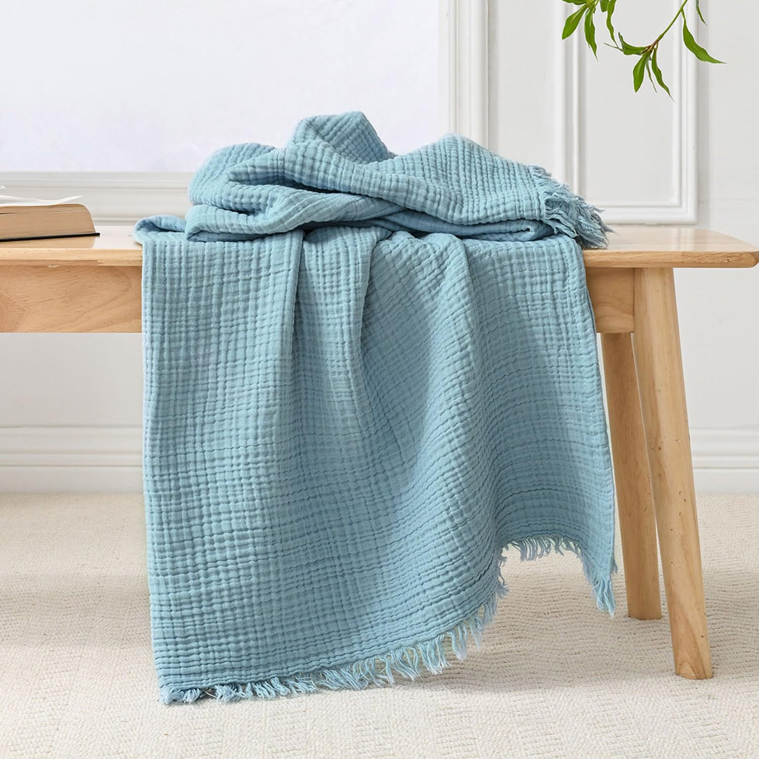 Esterra Muslin Throw Blanket 50x65 Inches Cozy Soft Lightweight Pre-Washed Cotton Blanket, All Se... | Amazon (US)