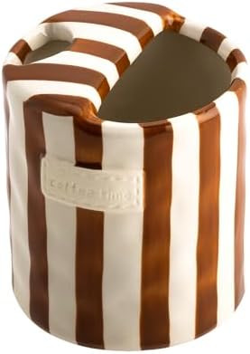 Ceramic Coffee Mug with Sip Hole, 10 oz Ceramic Coffee Travel Mug, Retro Hand-Painted Striped, wi... | Amazon (US)