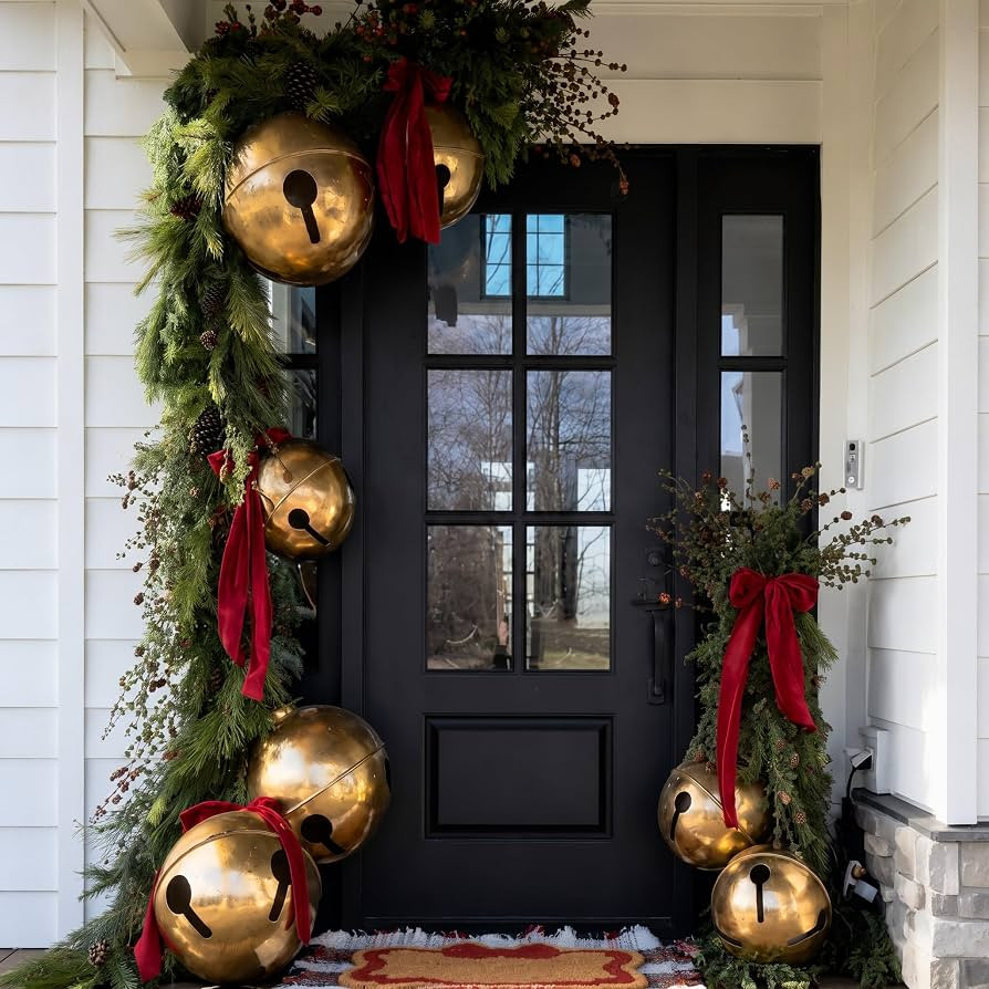 7 Pcs Inflatable Christmas Balls with Velvet Bows, Giant PVC Jingle Bells | Amazon (US)
