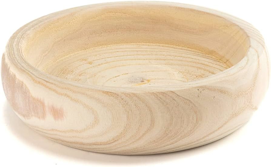 GYHJA Decorative Wood Bowl Hand Carved Centerpiece Paulownia Round Dough Serving Wooden Bowls For... | Amazon (US)