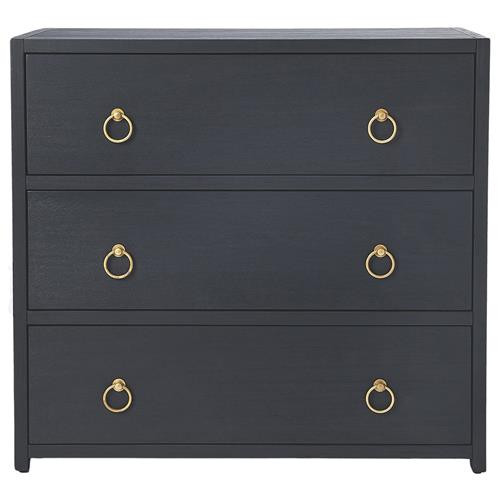 Allura French Country Blue Acacia Wood 3 Drawer Bachelor Chest Dresser | Kathy Kuo Home