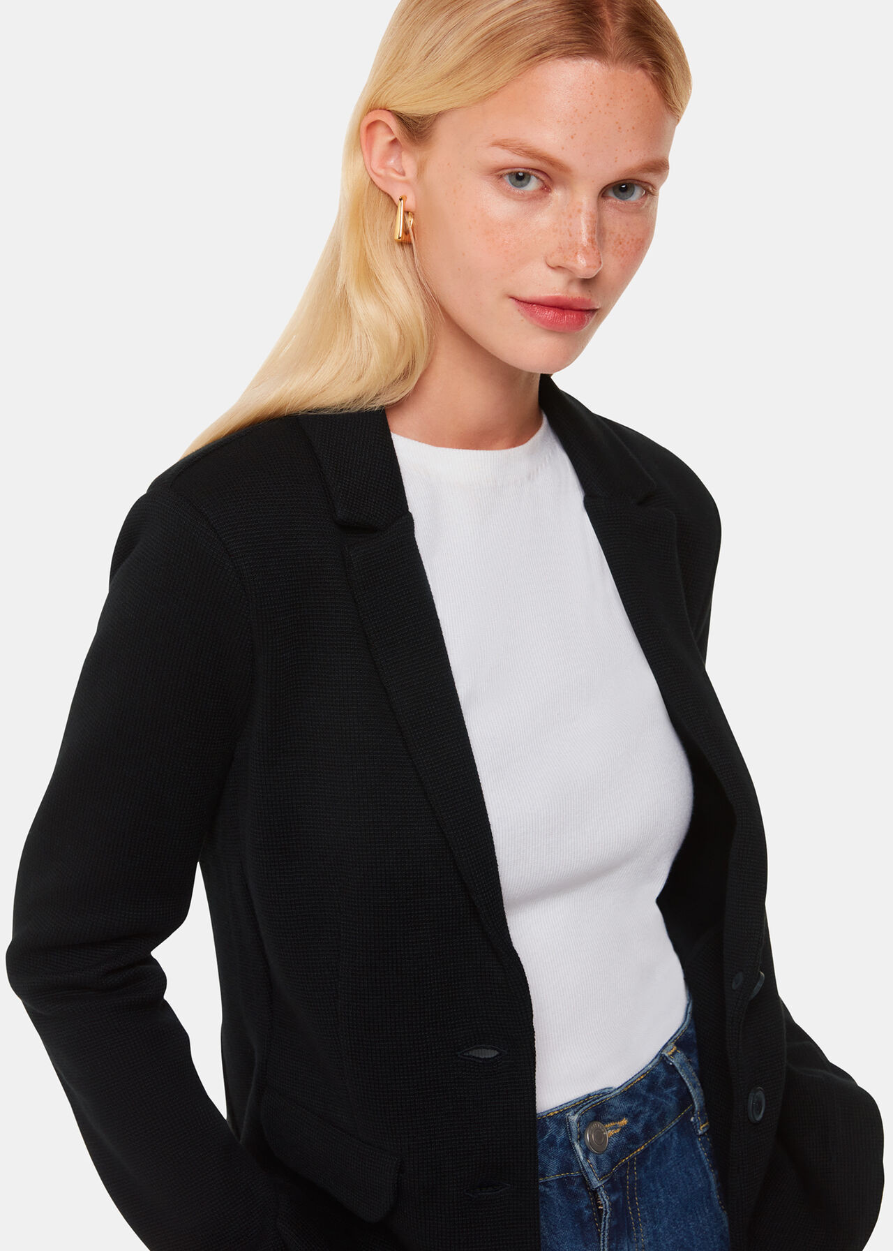 Black Slim Jersey Jacket | WHISTLES | | Whistles