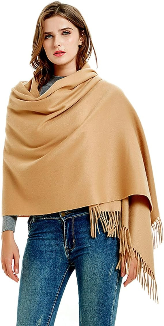 Novawo Wool Shawl Large Thick Pashmina Travel Blanket Scarf Winter Wraps for Women | Amazon (US)