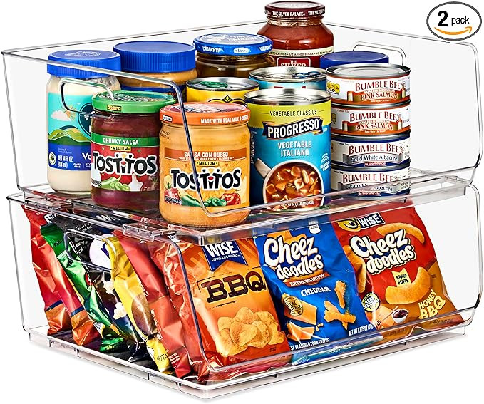 Sorbus Stackable Storage Bins Open Front - Clear Stackable Storage Bins - Pantry Bins for Storage... | Amazon (US)