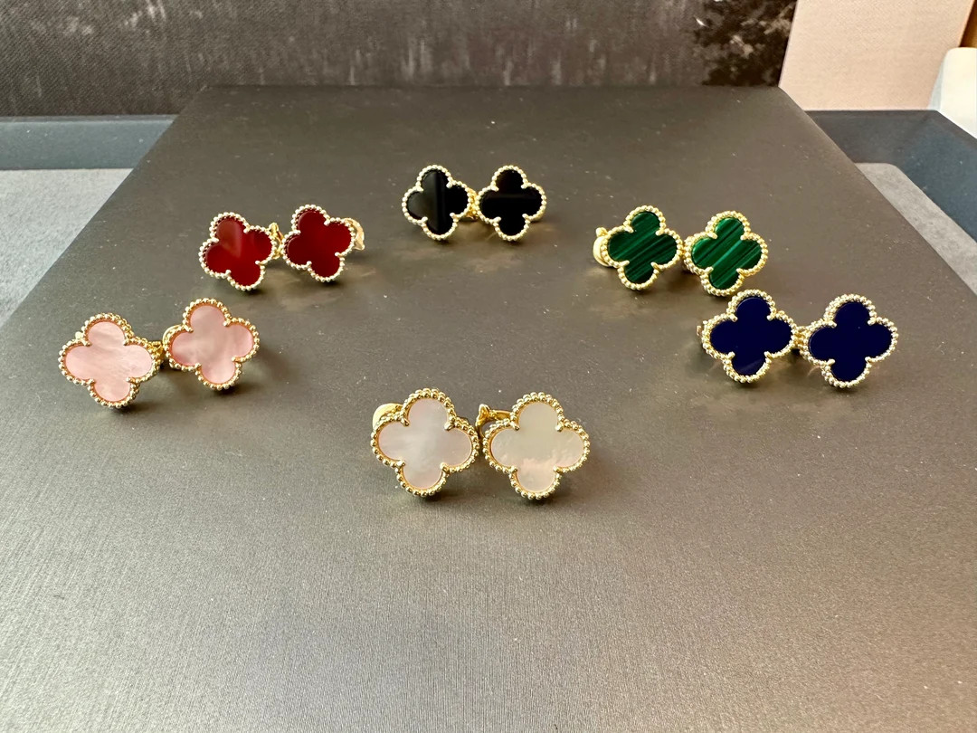 Gemstone One Clover 15mm Earrings 925 Silver 18k Gold Plated - Etsy | Etsy (US)