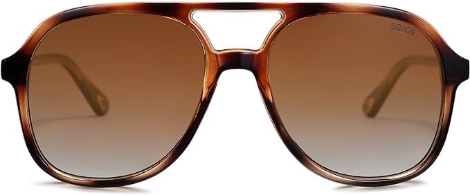 SOJOS Retro Polarized Aviator Sunglasses for Women Men Classic 70s Vintage Trendy Square Aviators | Amazon (US)