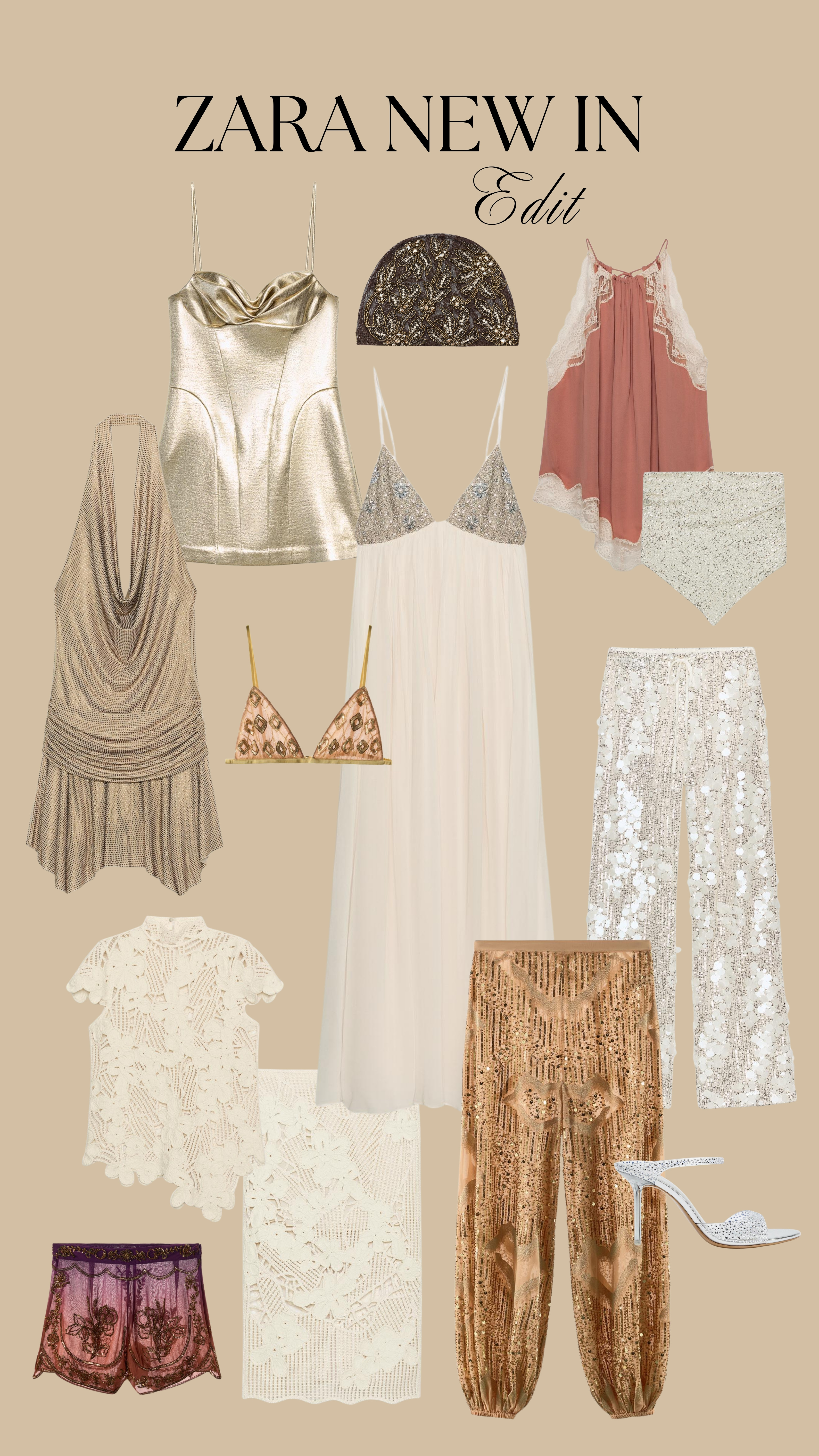 New in Zara ✨

sequin dress, gold dress, mini dress, holiday dress, maxi dress, sequin trousers, lace top, co ord, matching set, balloon trousers, embroidery, sheer, holiday outfit inspiration 

 #LTKuk #LTKsummer #LTKfestival