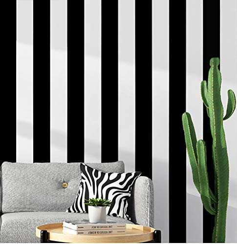 Guvana 197"x17.7" Black and White Stripe Contact Paper Peel and Stick Wallpaper Self-Adhesive Wallpaper Removable Contact Paper Modern Wallpaper for Living Room Bedroom Countertop Shelf Drawer Decor | Amazon (US)