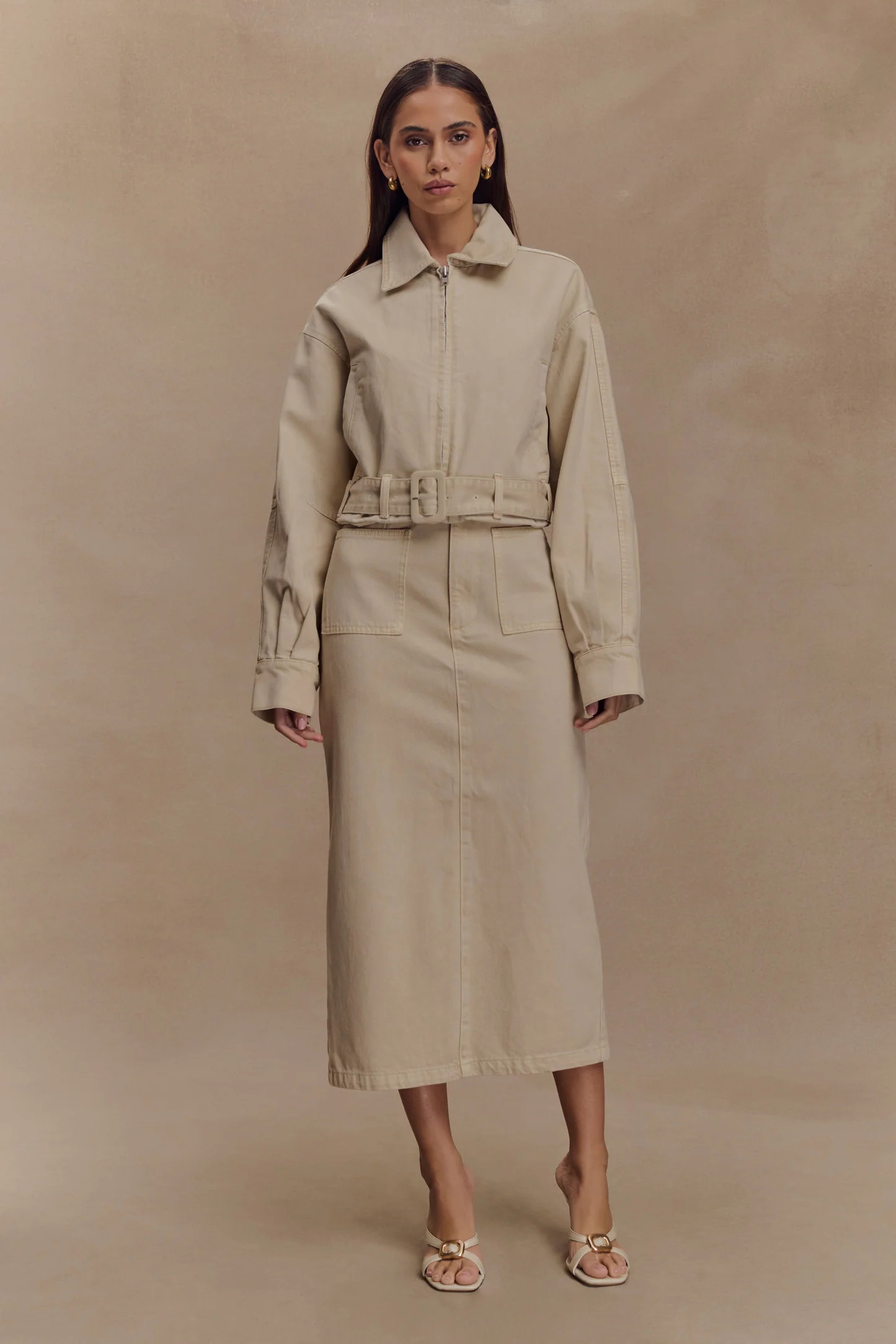 Fallon Denim Midi Skirt - Stone Wash | MESHKI US