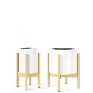 Beige Single Tier Bamboo Tall Plant Stand with Adjustable Width for Indoor Plant Pot (12 in. W x 14.5 in. H) | The Home Depot