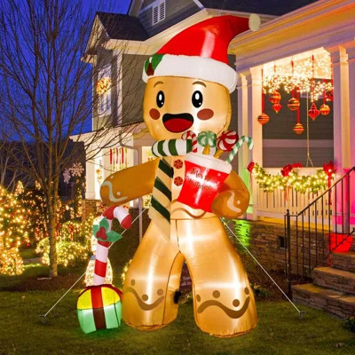 Christmas Inflatables Outdoor Decorations Gingerbread Man, 8FT Inflatable Christmas Yard Decorations With Build-In 8 Leds, Christmas Blow-Up Yard Deco | Wayfair North America
