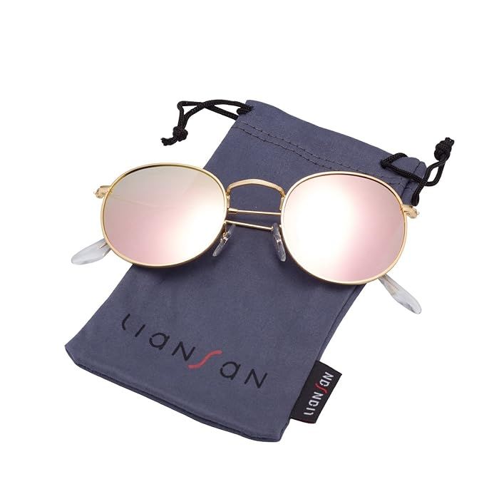 LianSan Classic Metal Frame Round Circle Mirrored Sunglasses Men Women Glasses 3447 | Amazon (US)