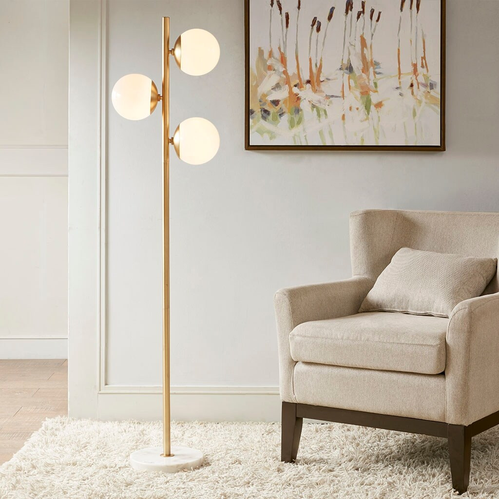 Gracie Mills Lindy 3-Globe Light Floor Lamp with Marble Base - 15.25"W x 10"D x 62"H | Bed Bath & Beyond