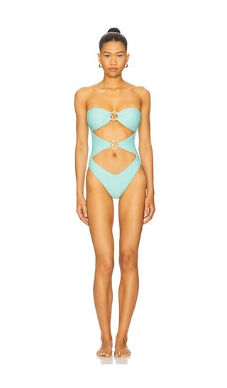 Cut Out One Piece Swimsuit in Aqua | Revolve Clothing (Global)