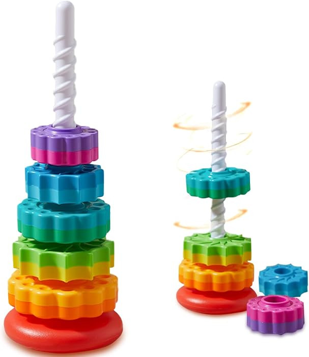 Rainbow Spinning Toy, Stacking Toy for Toddlers 1-3, Educational Montessori, Developmental Baby &... | Amazon (US)