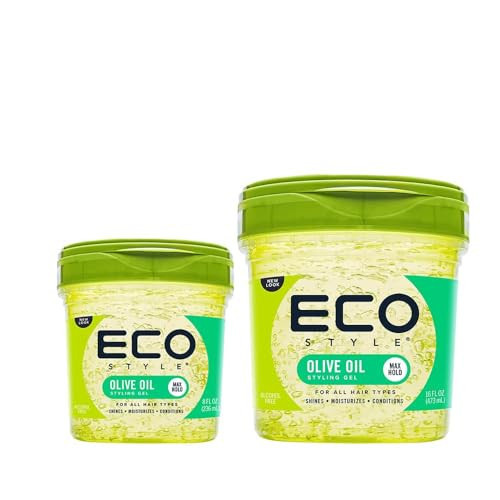 Eco Style Gel Olive Oil Styling 8oz & 16oz bundle - Adds Shine and Tames Split Ends - Delivers Moisture to Scalp - Nourishes And Repairs - Provides Weightless and Superior Hold | Amazon (US)