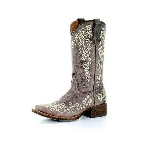 Corral Western Boots Girls 10 Pull On Leather Embroidery Brown A2980 | Walmart (US)