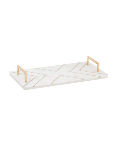 Marble Tray With Metal Handles | TJ Maxx