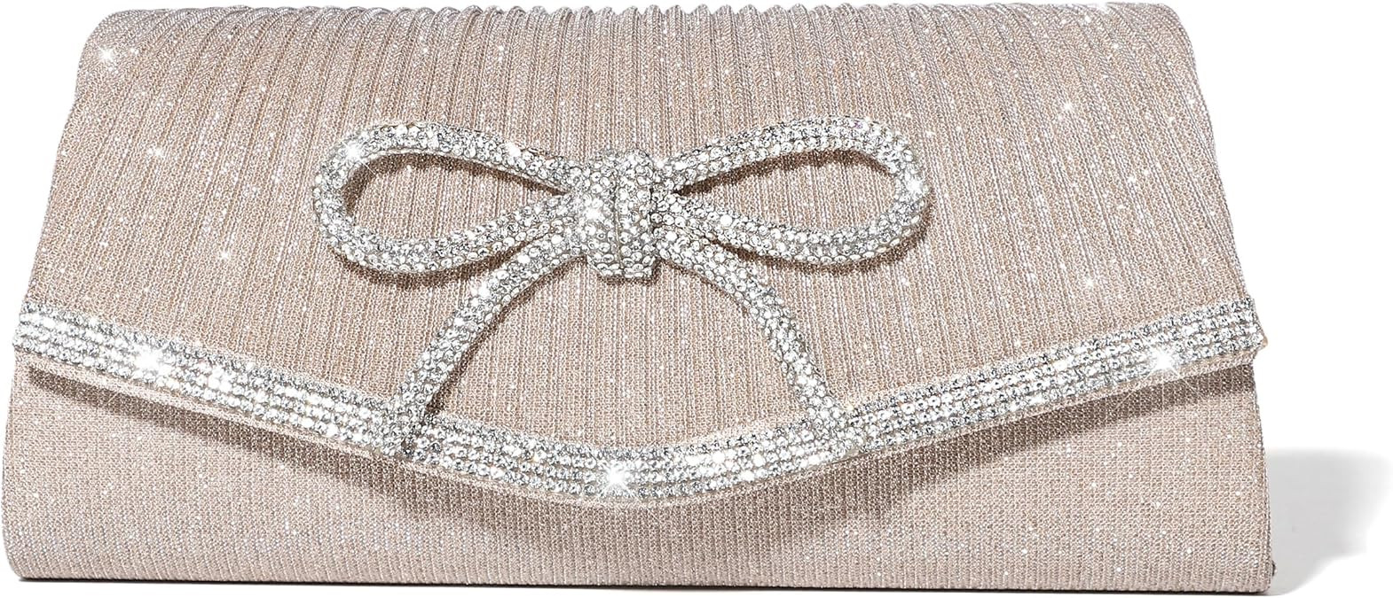 Bow Evening Bag Sparkly Clutch Purses for Women Wedding Glitter Rhinestone Party Prom Purse Dress... | Amazon (US)