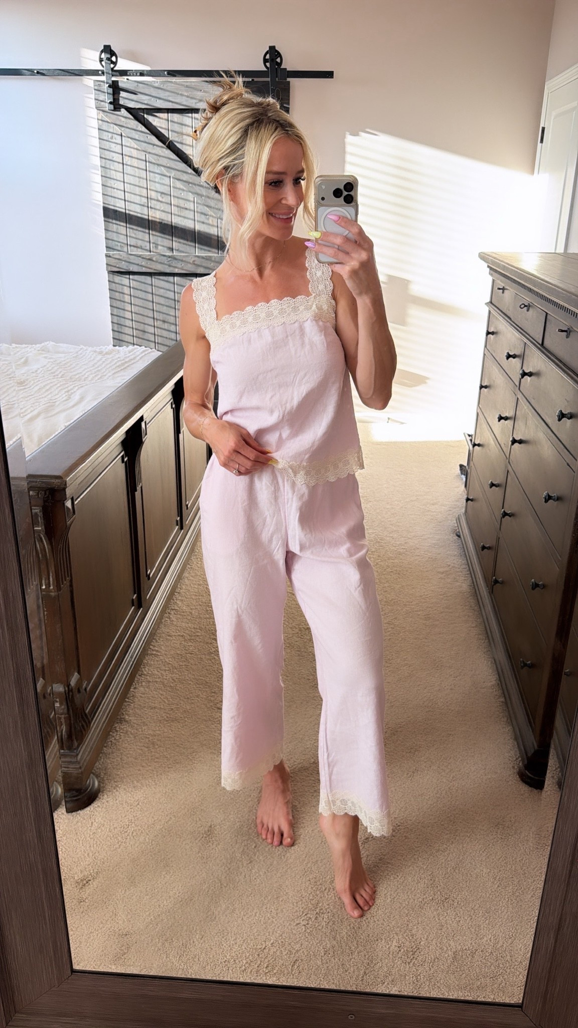 Lace Trim Tank Top & Pants 
I’m in an XS in both

#LTKOver40 #LTKTravel #LTKmorningroutine